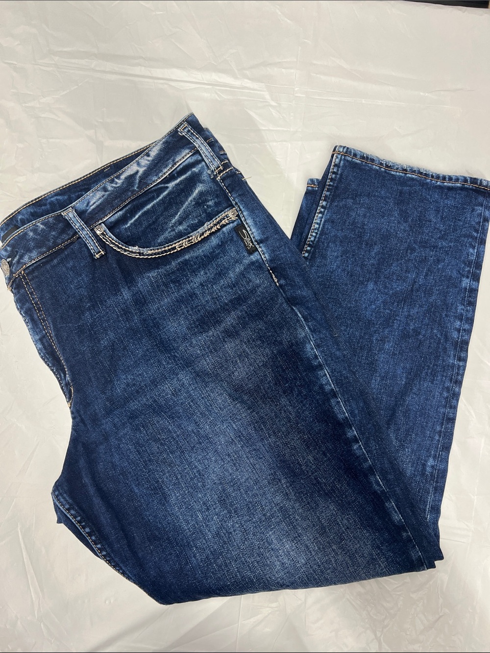 Silver Jeans Co. Boyfriend Mid Rise Dark Wash Stretch Denim Jeans 20/27